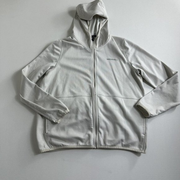 Merrell Super Soft Full Zip Fleece Hoodie Jacket Ivory Womens Size Medium Active - Picture 1 of 8
